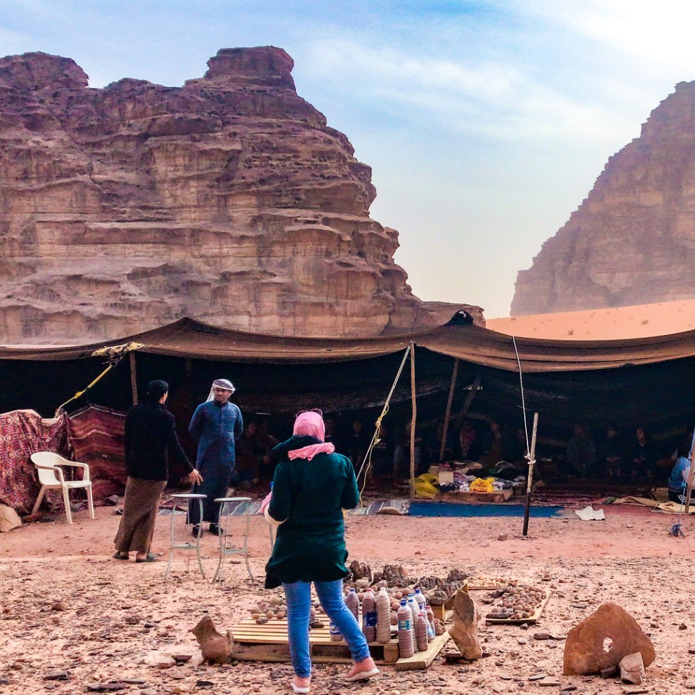 Locals outside tents near Petra, Jordan