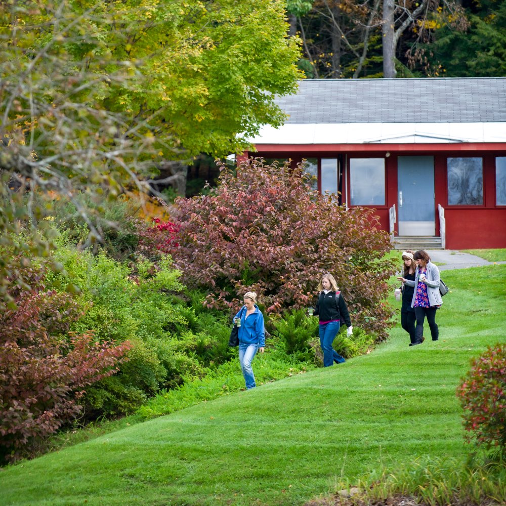 Students walking on the SIT Graduate Institute campus in Brattleboro, Vermont